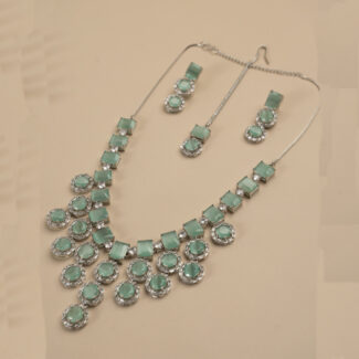 pastel green american diamond necklace