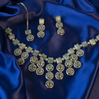pastel green american diamond necklace