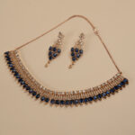 royal blue american diamonds necklace in rose gold