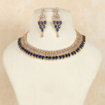 royal blue american diamonds necklace in rose gold